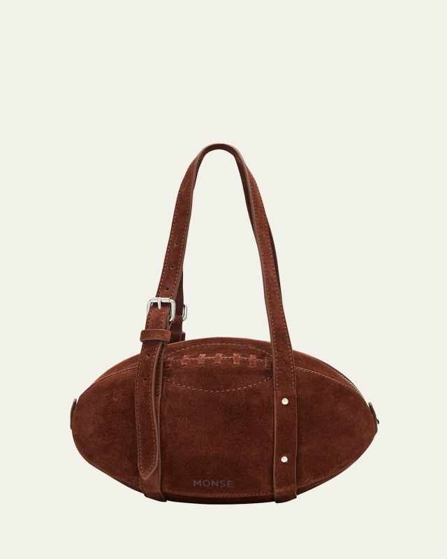 Suede Football Shoulder Bag